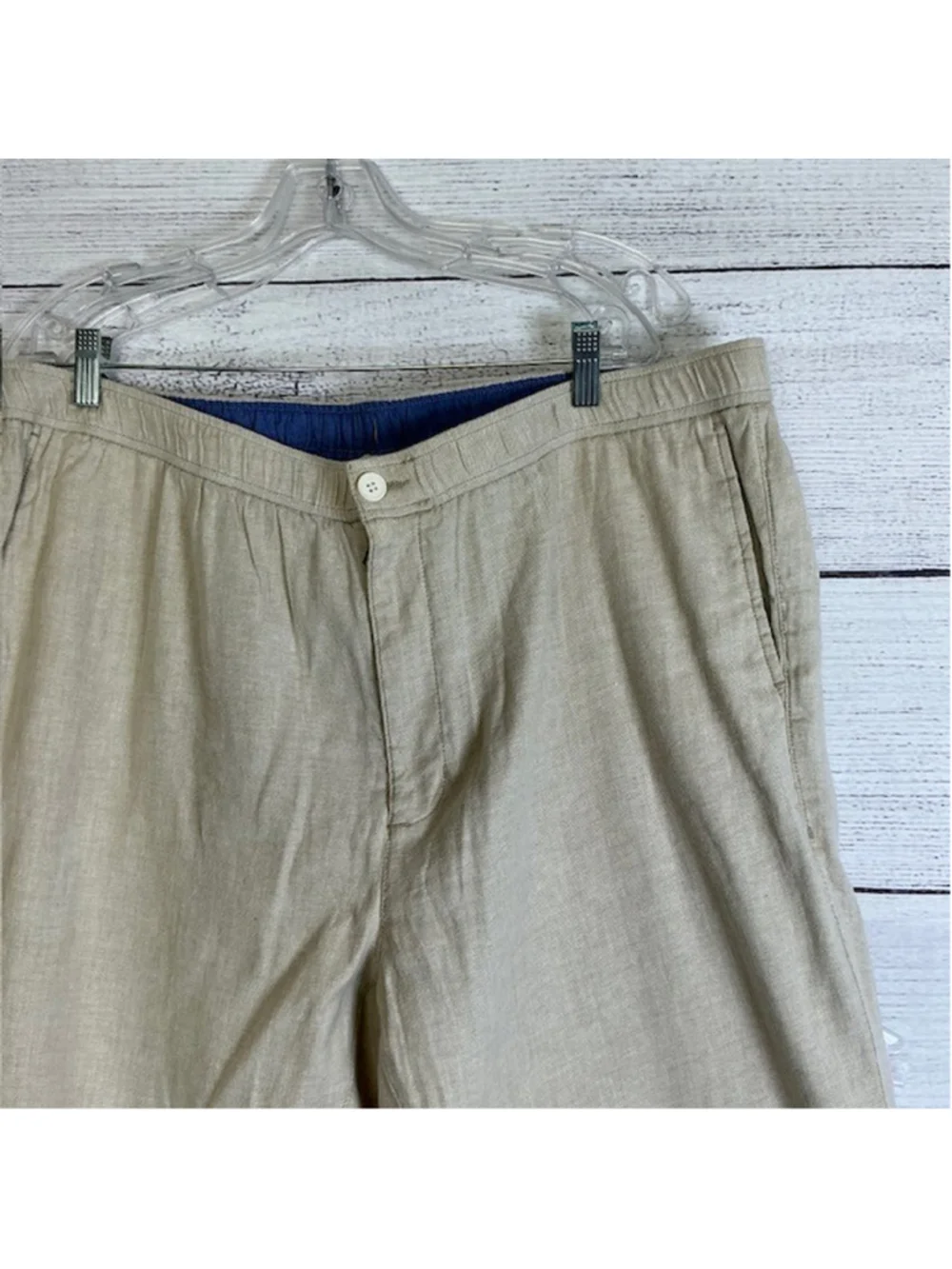 Tommy Bahama NWT Pants 2XLT Beach Coast Linen Blend Pull On Stone Khaki Men Tall